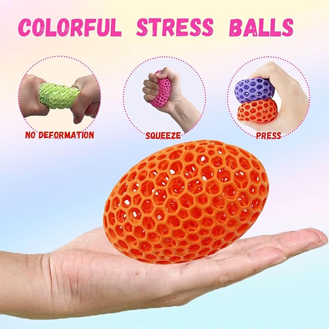 3D Printed Fidget Toy Stress Ball for Adults Grip Strength Trainer, Elasticity Fidget Bouncing Ball for Anxiety Relief, Novelty Gifts for Friends,Valentine Christmas Classroom Gifts for Kids