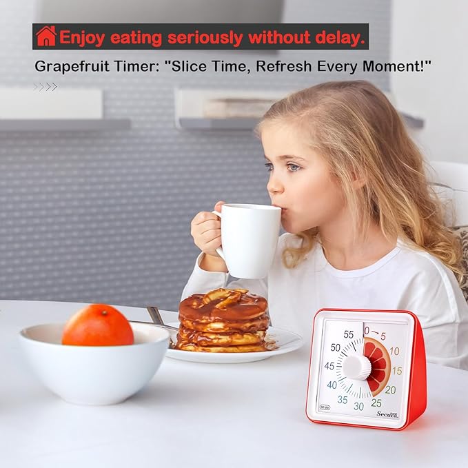 Secura 60-Minute Visual Countdown Timer for Kids & Adults, Classroom Time Management Tool (Red)
