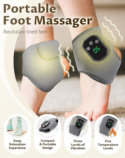Pure Relief Foot Massager, Pureita Foot Massager,3 Vibration & 5-Temp Settings, Wireless Purerelief Triple Action Massager, Smart Timer, Touch Screen, for Pain Relief, Swelling(2Pcs)