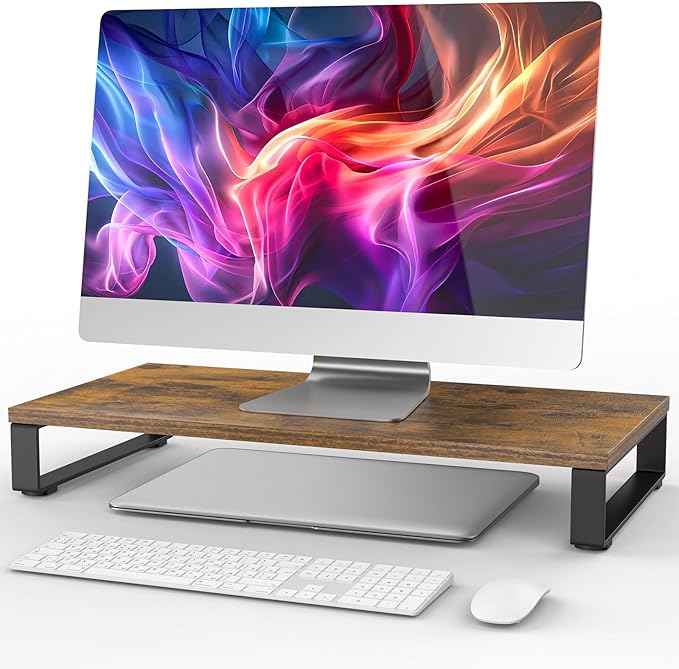 Ywin Monitor Stand Riser for Desk, Computer Monitor Stand Laptop Riser Stand Desk Underneath Storage for Office, Home, School Supplies, Large Size 23.6''L x 15.7''W