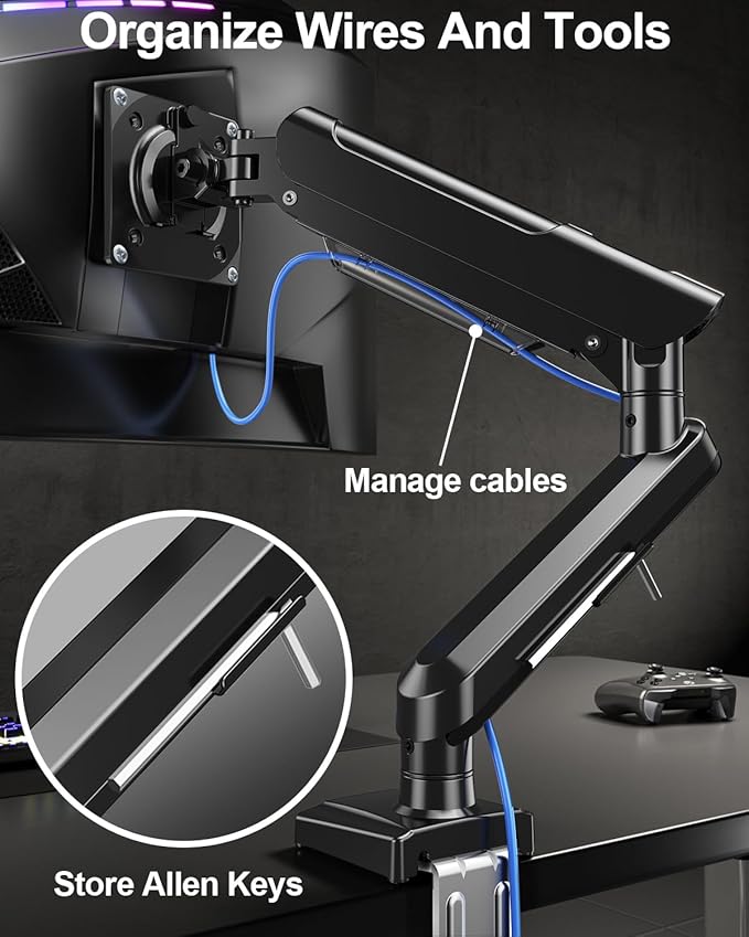 Single Monitor Mount Arm, Fits 17-32 Inch, Holds 4.4-22lbs, Full Motion, VESA 75x75/100x100, Desk Mount Freelift Pro