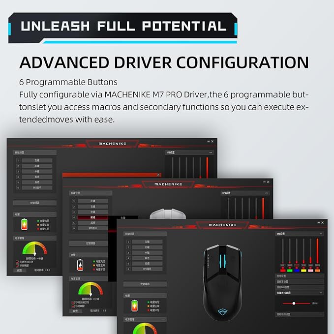 Machenike Wireless Gaming Mouse,26,000 DPI,PAW3395 Sensor,RGB Backlit,Ergonomic Design,6 Programmable Buttons,Long Battery Life,Ultra-Lightweight,White Gaming Mice Compatible with PC, Mac