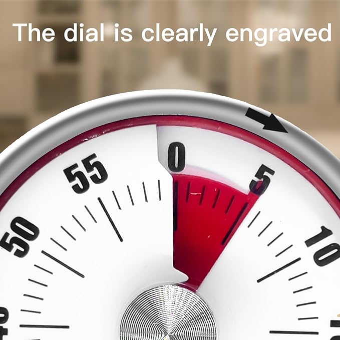 Kitchen Timer for Cooking, 2 PCS 60 Minute Visual Timer with Magnetic Base Mechanical Desk Timer for Home Kitchen Cooking Classroom Study Office Desk Use(Red)