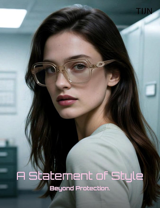 TIJN Vintage Inspired Blue Light Blocking Glasses, Modern Square Acetate Computer Screen Eye Glasses for Woman Men, AL01