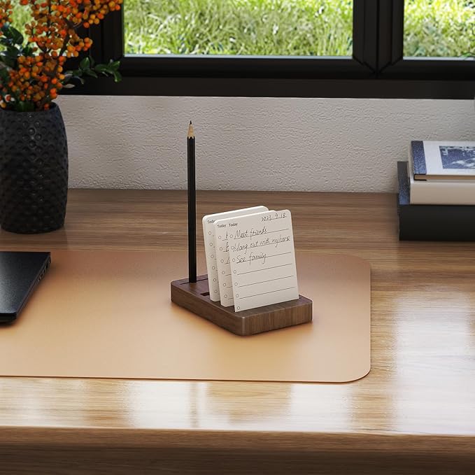 YUMORE TO DO List Planner Wood, Undated Daily Planner with Walnut Stand, Productivity Plan ner with 160 Checklist Cards for Work for Office