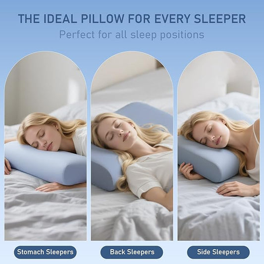 Cervical Pillow for Neck Pain Relief, 3.9 Inch Cooling Memory Foam Pillow, Ergonomic Support Pollow for Side and Back Sleepers