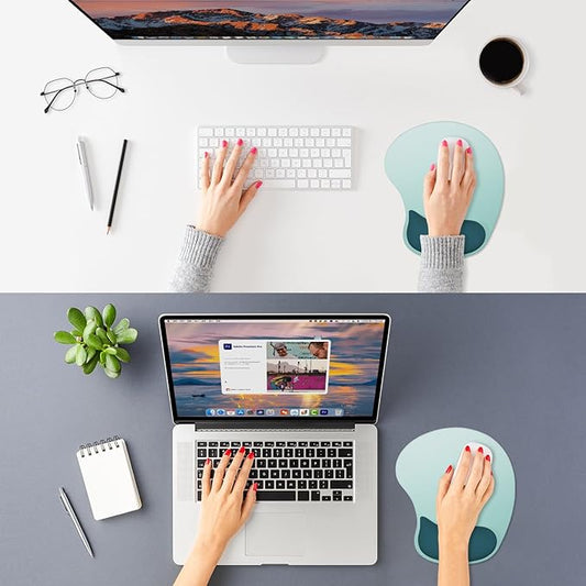 ITNRSIIET Ergonomic Mouse Pad, Cushioned Gel Wrist Rest, Non-Slip Base, Smooth Surface, Cute Multi-Color, 9.5 x 8.2 in, Light Green to White