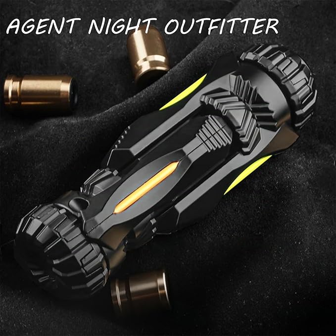 SKEDC Fidget Toys Adults, Alloy Fidget Slider Fidget Clicker Fidget Spinner, EDC Laucher Toy ADHD Tools Executive Desk Toy for Keep Focus & Relief Stress, Cool Gadgets for Men (Night Light Black)