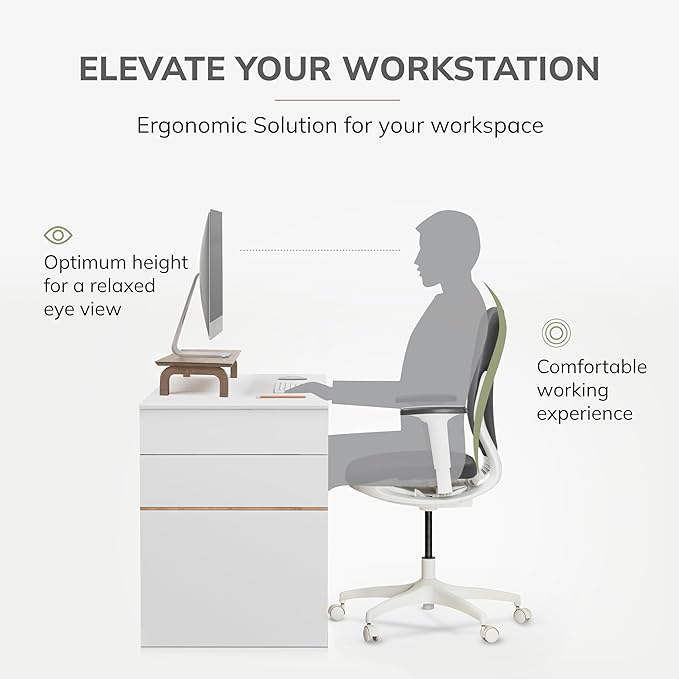 Anji Mountain Monitor Stand - Desktop Organizer & Laptop Riser, Ergonomic Monitor Riser, Space-Saving Monitor Stand for Desk, Durable Construction, Easy Assembly, Ideal for Home & Office,Biscotti
