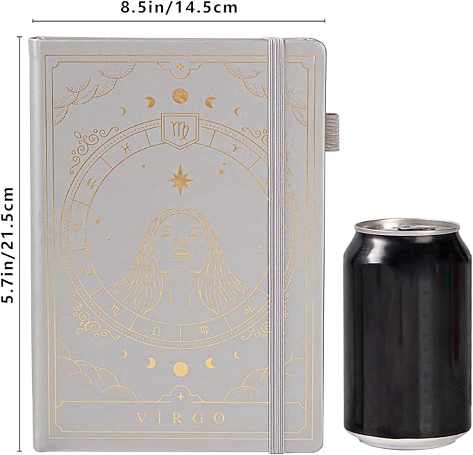 TIEFOSSI Constellations Dotted Journal Notebook-A5 Writing journals with 100gsm 400pages Paper, Hardcover Bullet Organizers Notebook for Women, Men, Teens (Virgo)