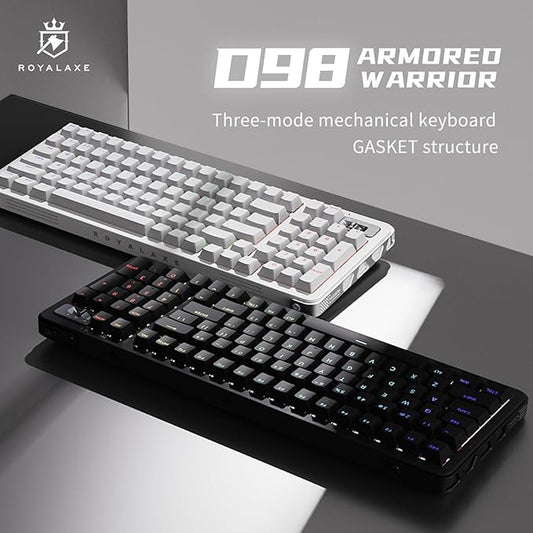 98% Wireless Mechanical Keyboard, BT/2.4G/USB-C Tri-Mode Hot Swappable with PBT Keycaps, Linear Switches, Gasket Structure, RGB Backlit Gaming Keyboard for Win/Mac/iOS/Android (White)