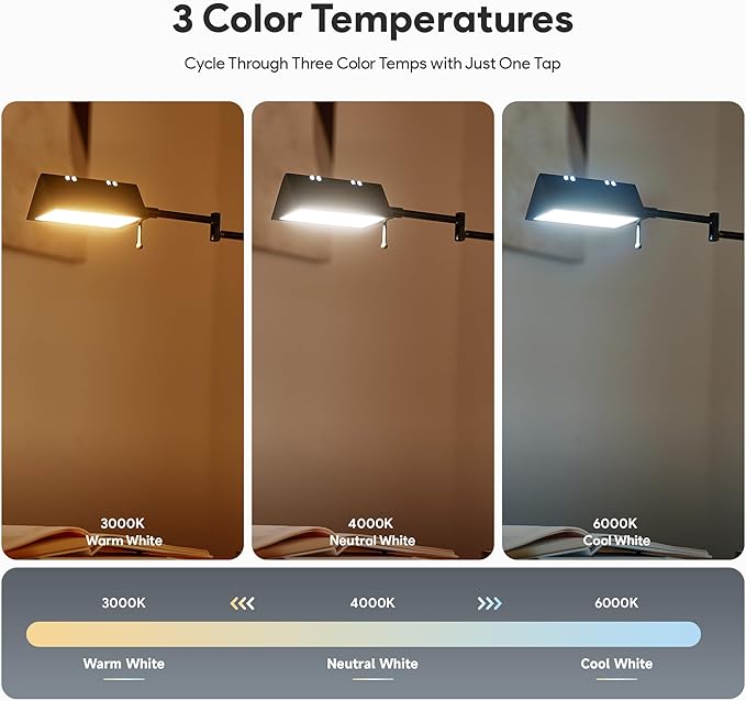 VONLUCE LED Desk Lamp, Adjustable Industrial Style Metal Table Lamp, Dimmable Reading Lamp for Living Room Bedroom Office, Antique Black