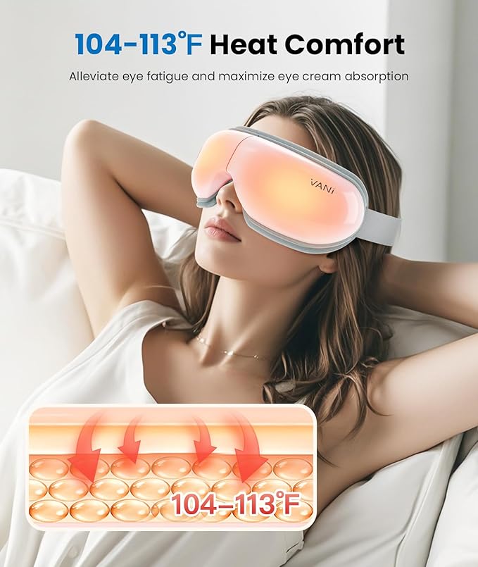 VANI Eyeliber 2 Plus Eye Massager with Remote, Birthday Gifts for Women/Men Her Him, Headache Massager for Migraines, Heated Eye Mask for Reducing Eye Strain, Dark Circles and Dry Eyes