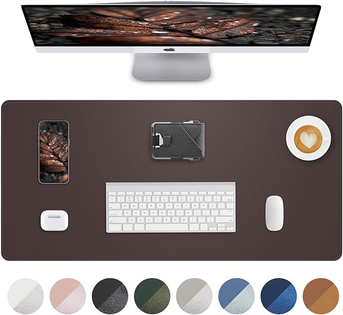 Non-Slip Desk Pad,Mouse Pad,Waterproof PVC Leather Desk Table Protector,Non-Slip PU Leather Desk Blotter, Easy Clean Laptop Desk Writing Mat for Office Work/Home/Decor(Coffee, 24" x 13.7")