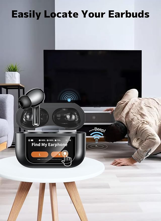 Wireless Earbuds, ANC/ENC Noise Cancelling Ear Buds with Smart Touchscreen Case, 48H Playtime for Sports & Working, Bass Stereo Sound, Bluetooth 5.4 Headphones for iPhone/Android