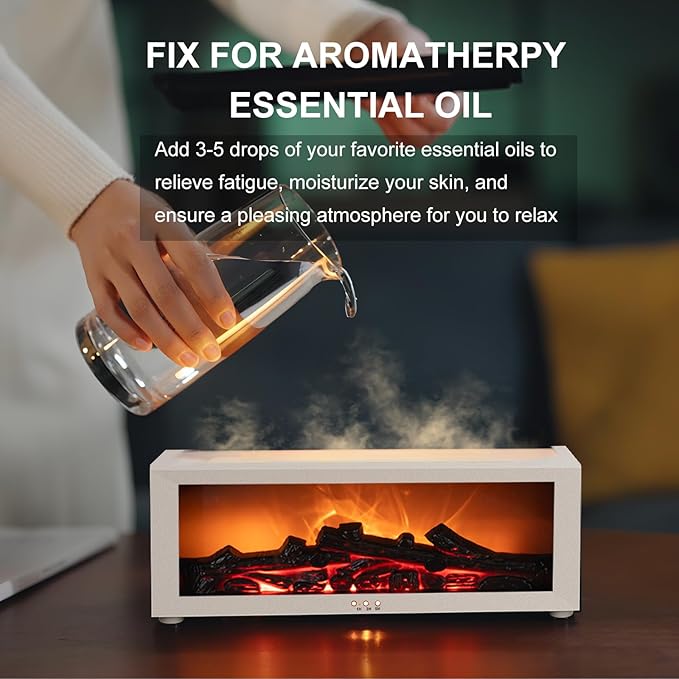 Fireplace Diffuser Humidifier,Fireplace Aromatherapy Essential Oil Diffuser, Ultrasonic Colorful Cool Mini Flame Fire Aroma Humidifier with Timer for Home,Bedroom,Office,Yoga