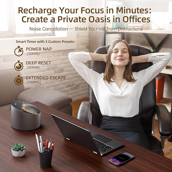 White Noise Sound Machine & Soothing Light | Optional Expan. Aroma Diffuser & Schumann Resonance (Add'l Purchase) | Premium Metal Shell with 50+ Sounds System for Sleep, Focus, Relax –Adults Kids Baby