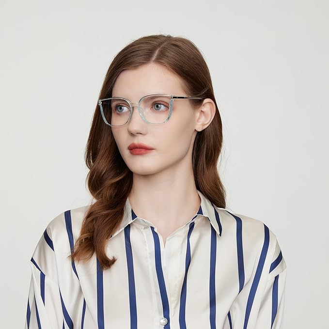 GUDVUE Oversized Blue Light Glasses, Computer Reading/Gaming/Phones Glasses, Anti Glare/UV400/Eye Strain, Large Square Frame