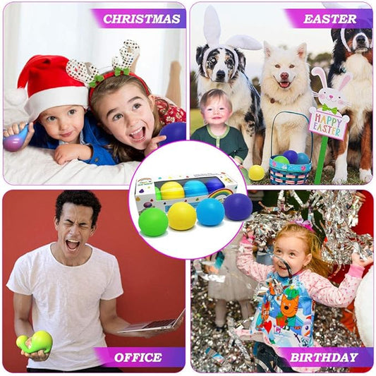 Stress Ball Toys Color Changing, Sensory Squeeze Toys Squishy Balls for Adults Kids Need, Stress Relief Balls for Easter Stuffers Fidget Ball Toys -4 Pack (Green/Yellow/Blue/Purple)
