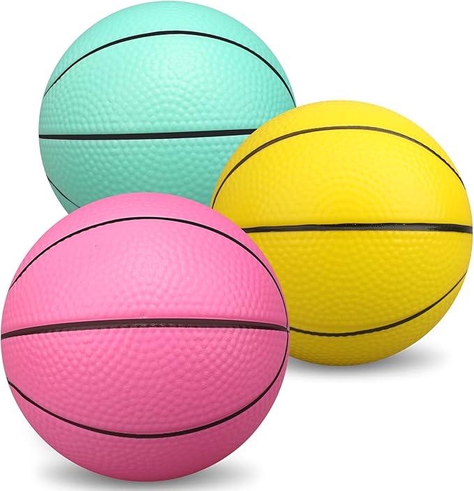 5 Inch Foam Mini Basketball Toys for Indoor Mini Hoops Set, Soft Squishy Stress Ball, Toddler Balls, Swimming Pool Beach Toy Balls, Playground Ball for Adults & Kids Sensory Toy 3 Pack