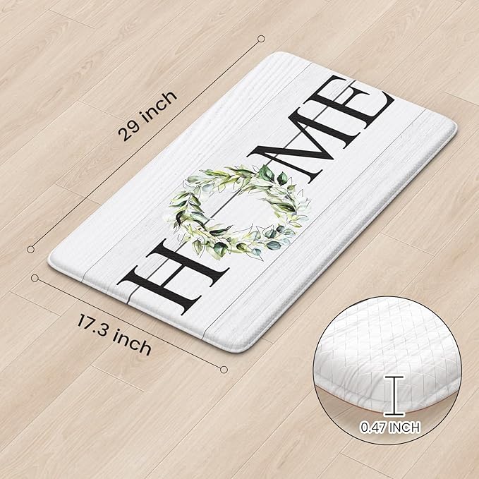 KIMODE Anti Fatigue Kitchen Mats, 17.3" x 30" Farmhouse Rustic Kitchen Rugs, Cushioned, Non-Skid, Waterproof, Comfort Thick Kitchen Floor Standing Mat for Corner Sink, Laundry Floor, Home