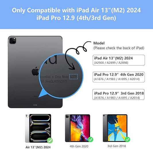 Keyboard Case for iPad Air 13 inch (M3/M2, 2025/2024), Backlit Keyboard for iPad Pro 12.9” inch (6th /5th/4th Gen/ 3rd Gen) - Touch Trackpad - 360° Protective Case with Pencil Holder for iPad Air 13