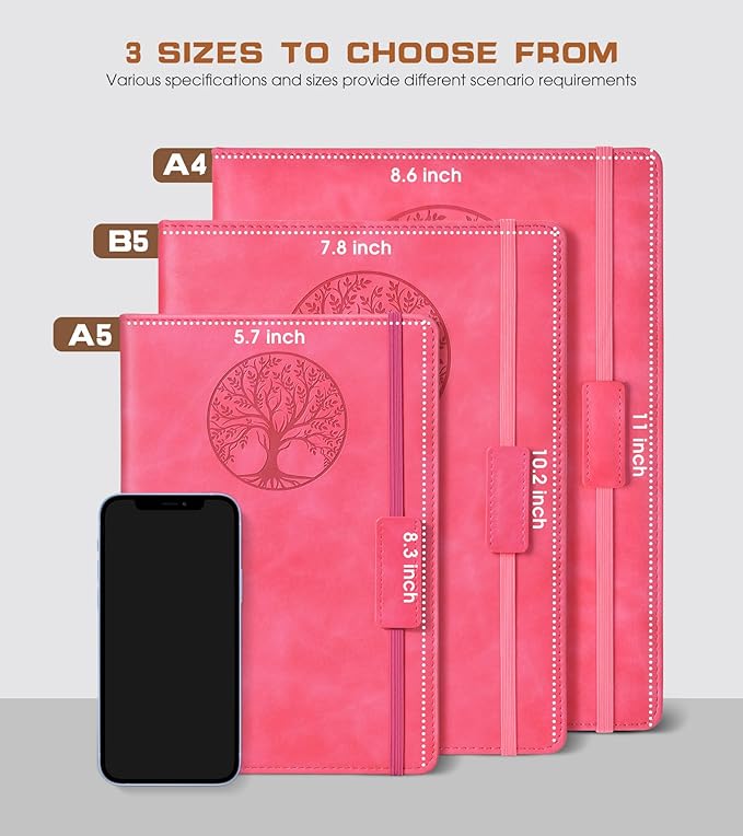 Lined Journal Notebook for Women Men,256 Pages B5 Large Hardcover Leather Journals for Writing,Travel,Business,Work,School,College Ruled Notebooks for Note Taking,Diary Notepad 7.8"×10.2"