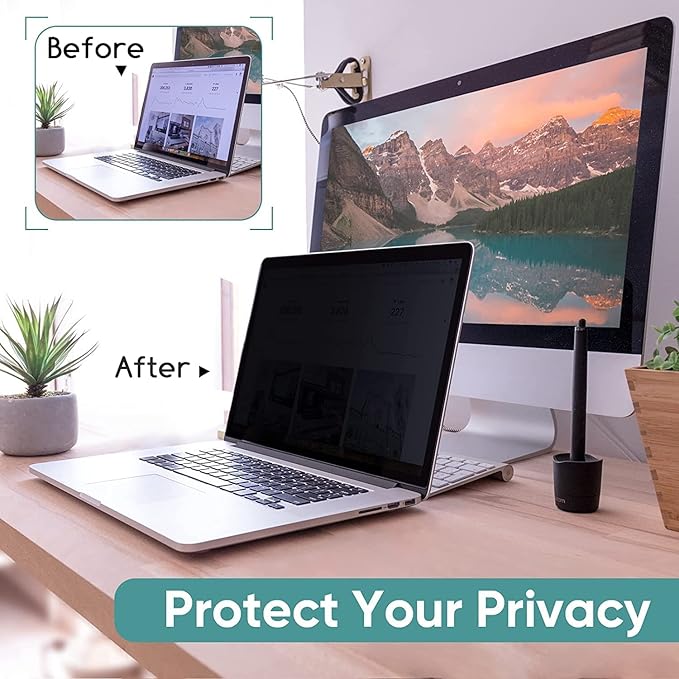 17.3" Laptop Privacy Screen Protector for 16:9 Aspect Widescreen Computer Monitor, 17.3 Inch Eye Protection Privacy Laptop Screen Filter Anti-Glare Anti-Blue Light Privacy Film Bubble Free