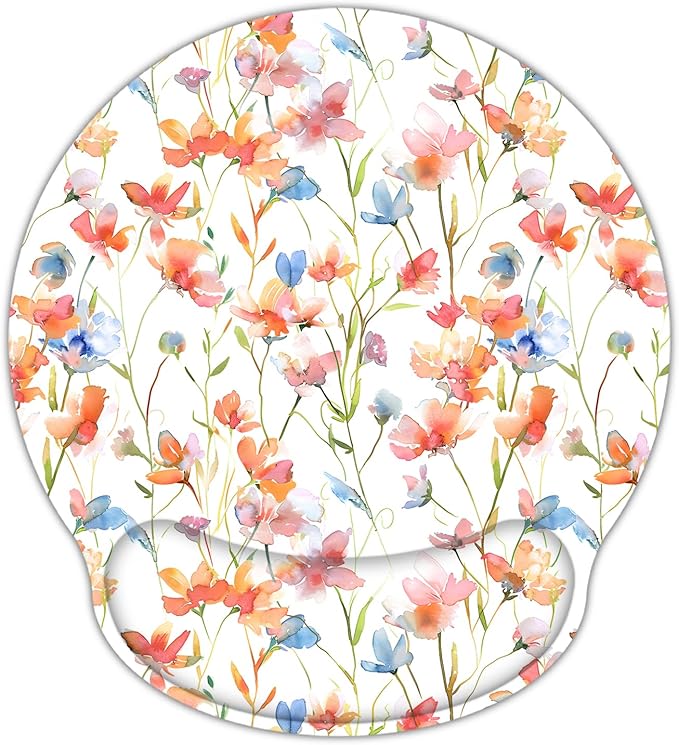 RICHEN Ergonomic Mouse Pad with Wrist Support,Non-Slip Rubber Base for Computer Laptop & Mac,Lightweight Rest for Home,Office & Travel (Flowers1)