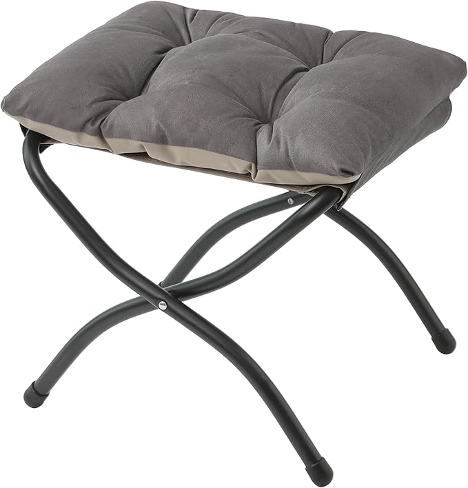 15"(H) Folding Ottoman, Foldable Footrest Stool, Portable Small Foot Stool for Couch, Collapsible Foot Rest Ottoman for Sofa, Accent Padded Ottomans for Living Room, Bedroom, Dark Coffee