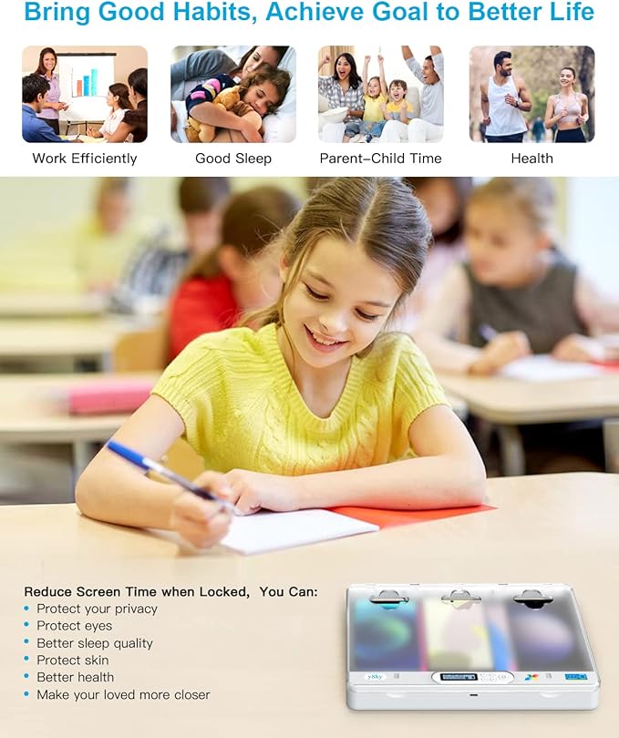 ySky Phone Lock Box with Timer for iPad Under 11inch,Timed Lock Box for iPhone,Tablet,Folded mobiles,Phone Locker for Children to Reduce Screen Time to get Focus Back