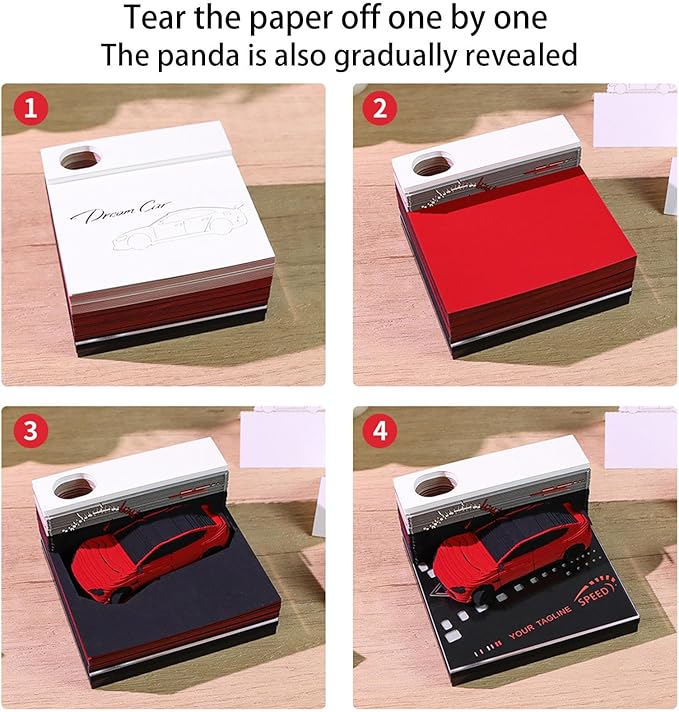 3D Timepiece Calendar 2026 Paper Art Memo Pad with LED Light – Tear-Away Desk Calendar for Record, Planner & Habit Tracker, Bookmark, Gift & Decorative Office Decor