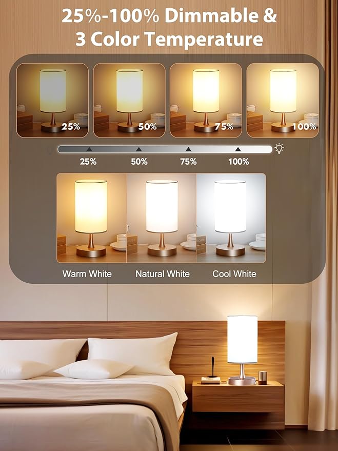 Light Therapy Lamp, 10000 Lux Daylight with 3 Color Temperatures, Adjustable Brightness & Timer with Memory Function, Sunlight Lamp with Remote Control (Gold Base, White Shade)