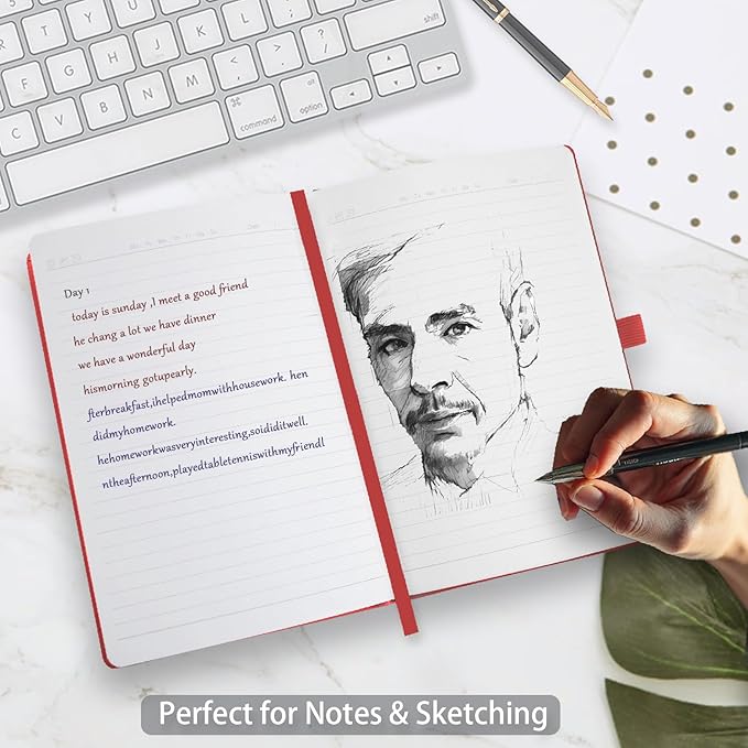 8 Pack Lined Journal Notebooks, A5 Hardcover Notebooks, 5.5 x 8.3 inch, 100GSM,160 Pages, Classic College Ruled Notebooks for Writing/Work/Travel/College (Assorted Color)