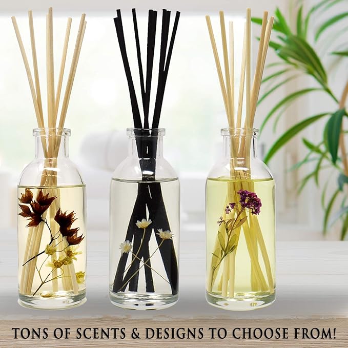 Urban Naturals Leather Mahogany Reed Diffuser Oil Set with Reed Sticks – Masculine Blend of Smoky Bergamot, Leather, Spice, Amber and Wood - Made in The USA