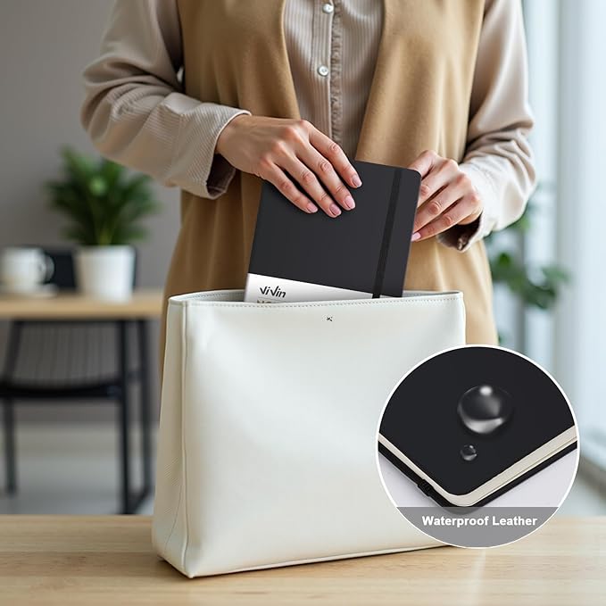 ViVin Lined Journal Notebooks, 3 Pack, (Black, Navy, Brown), 192 Pages, Medium 5.5 x 8.3 inch, College Ruled, A5 Hardcover Notebooks, Journaling Notebooks for Work, Writing, School