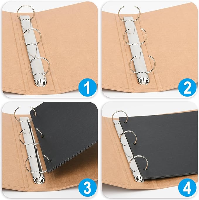 Widen Spine Natural Recycled Kraft 3 Ring Binder A4 Binder Organizer 2 Pack, 1.78" Spine, Durable 1.2" Round Ring Fits A4 & Letter Size Paper,Hardcover Organizer Planner Holds 325 Sheets Capacity