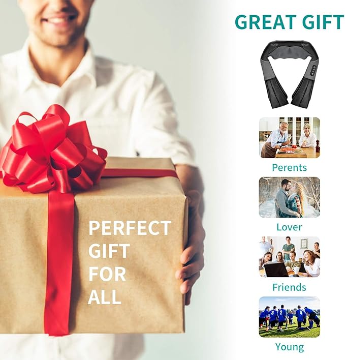 Nekteck Neck Massager for Pain Relief Deep Tissue, FSA Eligible Shiatsu Neck Back Massager with Heat, HSA Massage Tools for Shoulder Trapezius Waist Leg Muscle, Relaxation Gifts for Men Women Dad Mom