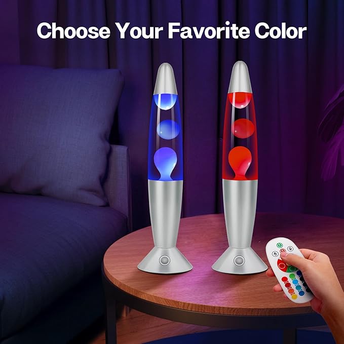 17 Color Changing LED Liquid Motion Lamp: 16 inches Night Lights with Remote Control, Home Decoration Mood Lighting, Christmas Gifts Table Lamp for Adults and Kids Bedroom,White Wax