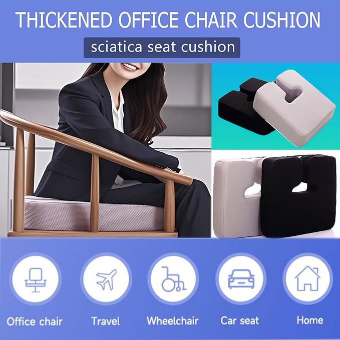 Extra Thick Office Chair seat Cushion, Back and Hip Pads, Non-Slip seat Cushion for Long Hours in wheelchairs/Cars and Dining Chairs.