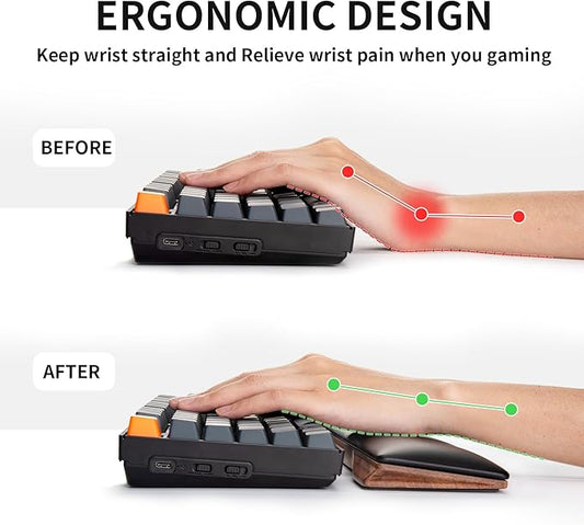 COLORCORAL Wrist Rest for Computer Keyboard Ergonomic Memory Foam Wrist Pad with Anti-Slip Rubber Base Wooden Keyboard Wrist Support for Typing Pain Relief