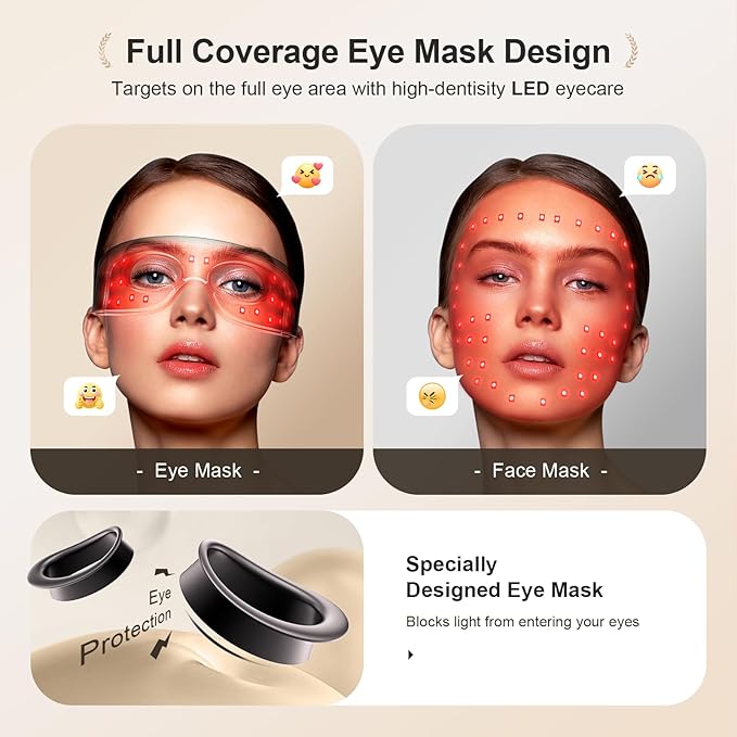 Red Light Therapy for Eyes, 3 Modes Under-Eye Red Light Eye Mask, Eye Massager for Fine Lines Eye Bags and Dark Circles for Men Women