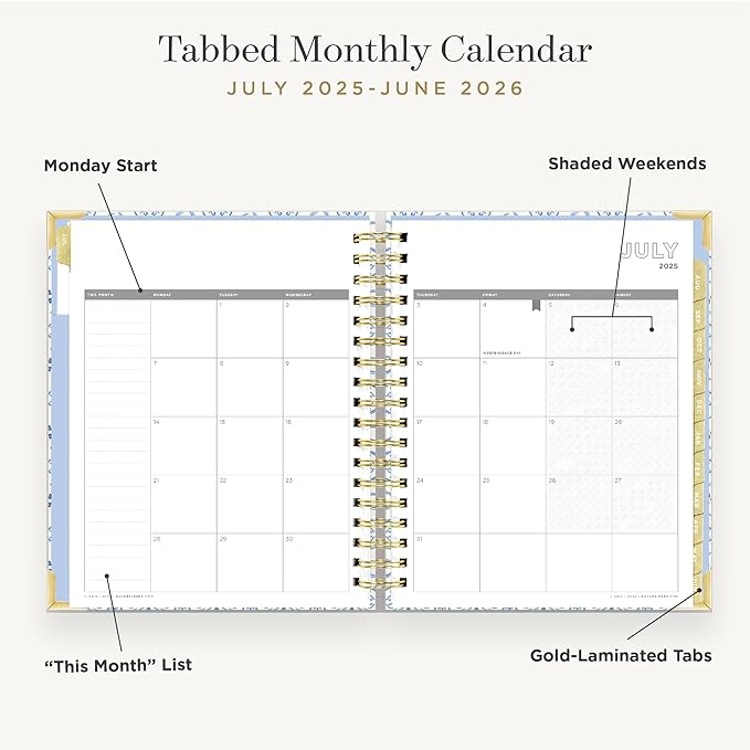 Day Designer 2025-2026 Daily Planner – Premium Planner for Stylish Organization. Combines Monthly Calendar, Hourly Schedule, To-Do List, Gratitude, Goal Setting, Inspirational Quotes, Stickers & More. Elegant laminated Cover with Gold Accents (Casa Bella)