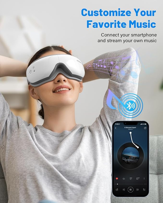 cotsoco Eye Massager with Heat, Birthday Gifts for Women, Heated Eye Mask with Bluetooth Music, Relax & Reduce Strain Dark Circles and Improve Sleep, Gift for Mom Dad Women Men