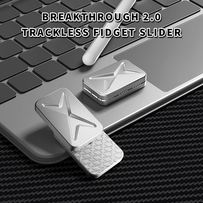 Magnetic Fidget Slider, EDC Fidget Toys for Adults, Home Office Executive Desk Toy Stress Relief Toy, Ideal Gifts for ADHD, ADD & Autism (Silver 2.0)
