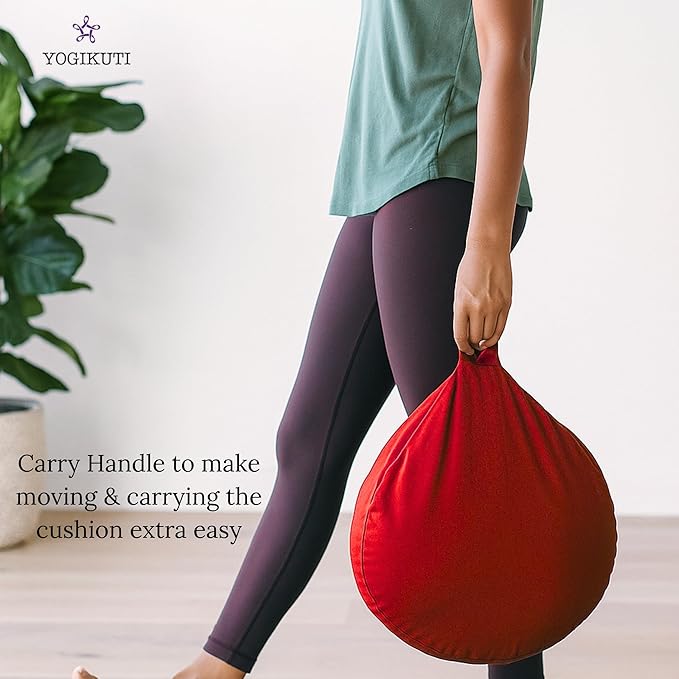 Yogikuti Meditation Cushion – 100% Pure Cotton Zafu for Comfortable Meditation & Yoga – Floor Sitting Pillow for Mindfulness & Support