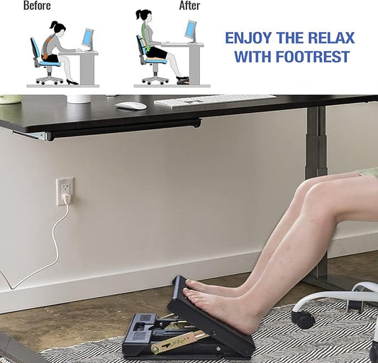 Foot Rest for Under Desk at Work 4-Level Height Adjustable, Ergonomic Foldable Footrest for Office, Gaming,Computer, Soft & Removable Pad Desk Foot Stool Suitable for All Seasons (Gray)