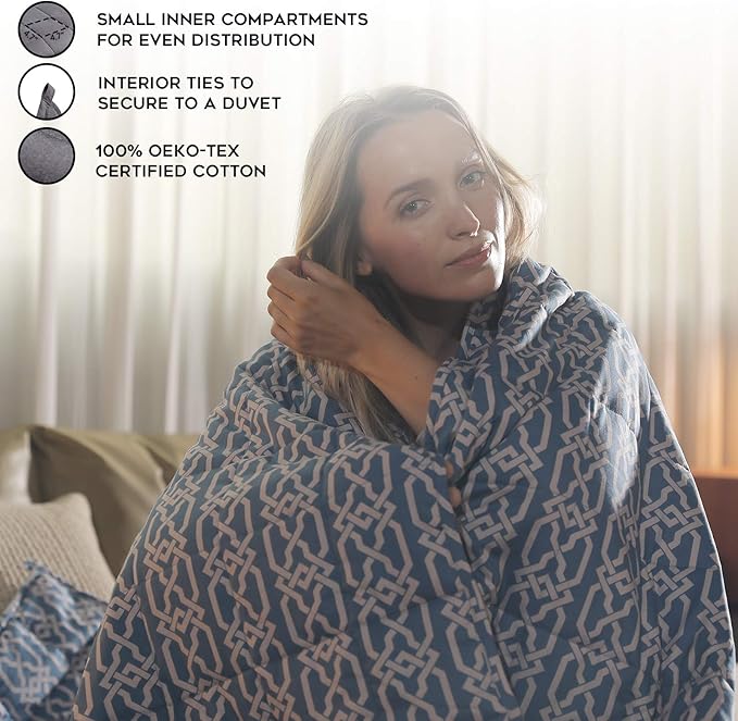 YnM Weighted Blanket — Organic Long Stapled Cotton Material with Premium Glass Beads (Infinite, 48''x72'' 15lbs), Suit for One Person(~140lb) Use on Twin/Full Bed
