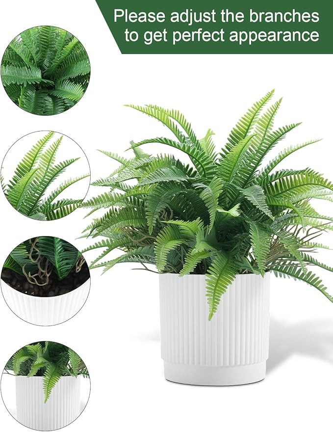 Small Fake Plant 12.2" Fern Potted Artificial Plants for Shelf Desk Home Bathroom Farmhouse Room Office Kitchen Farmhouse Coffee Table Decor