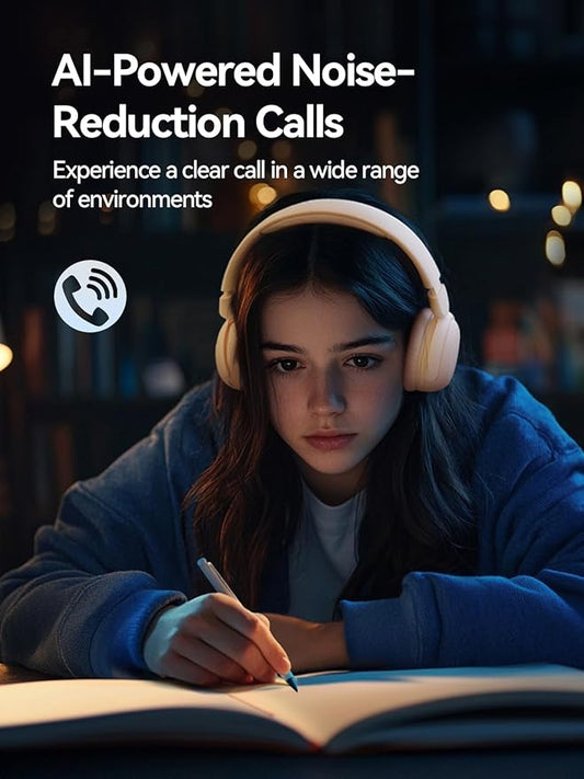 1MORE HQ20 Wireless On-Ear Headphones with Microphone, 85dB Safe Volume, 65H Playtime, Lightweight Foldable Bluetooth Headphones for School/Travel, Android and iOS Compatible, Pink